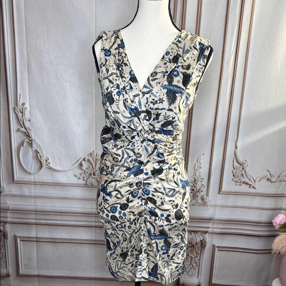 Isabel Marant Cream Dress with Blue and Black Floral Print